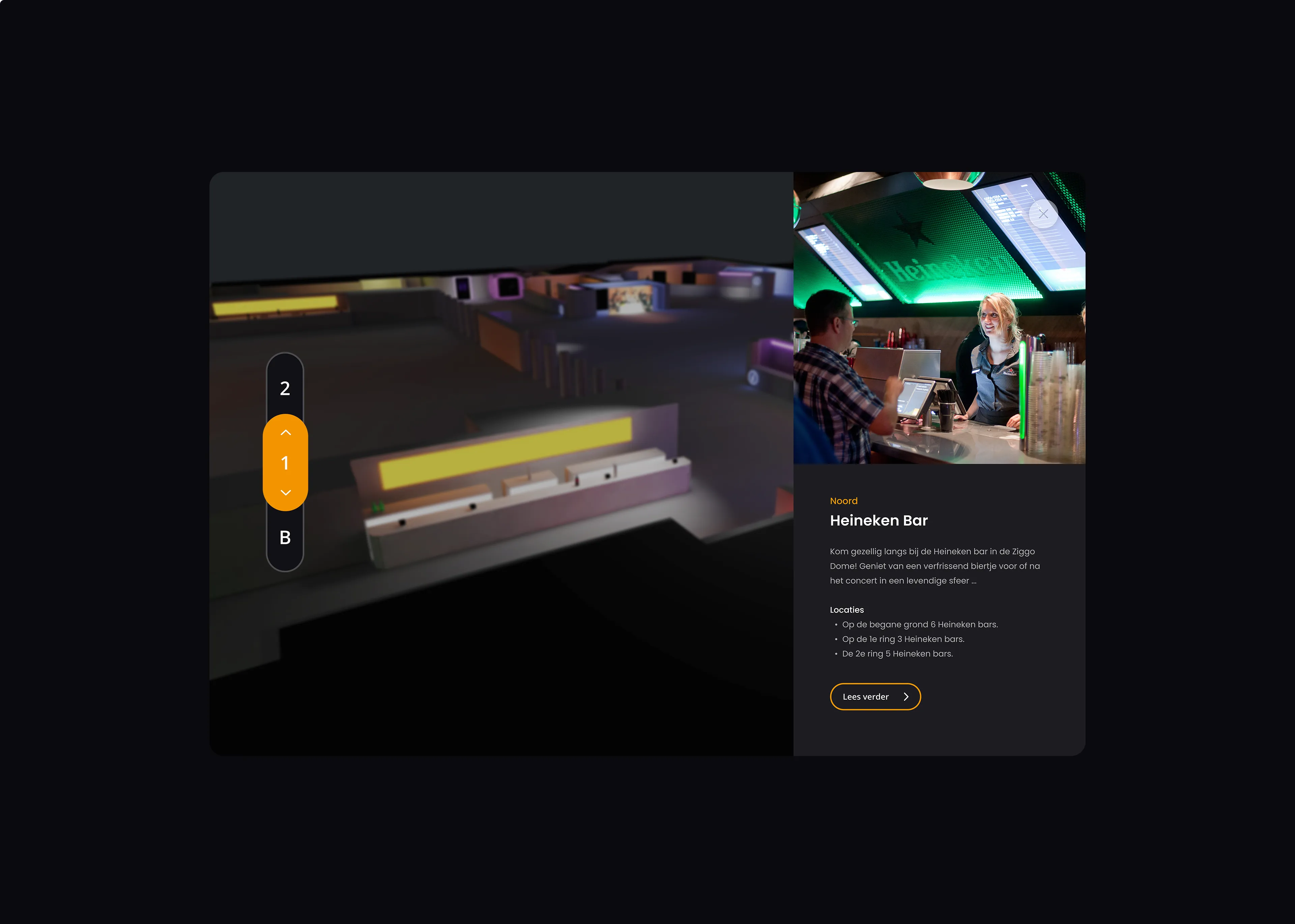 Interactieve 3D-plattegrond van de Ziggo Dome met een uitgelichte bar